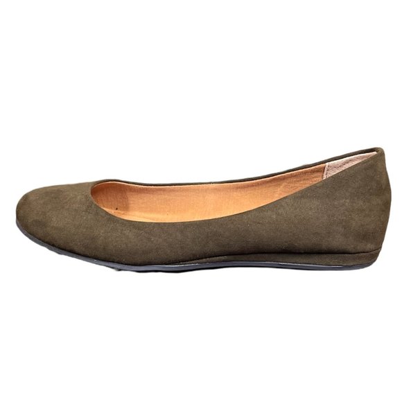 Sun + Stone Womens Eliana Faux Suede Slip on Ballet Flat Green Left Shoe Only - Picture 9 of 10